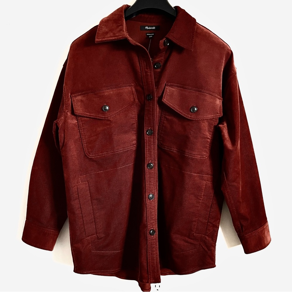 Madewell Corduroy Twill Oversized Shirt Jacket In Orange Size M NWT - Picture 6 of 15